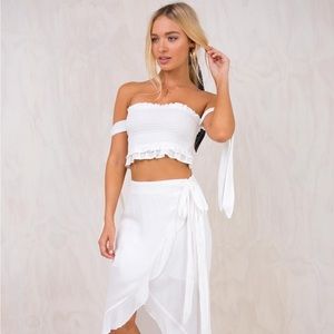 Princess Polly Shirred Crop Top with Ties